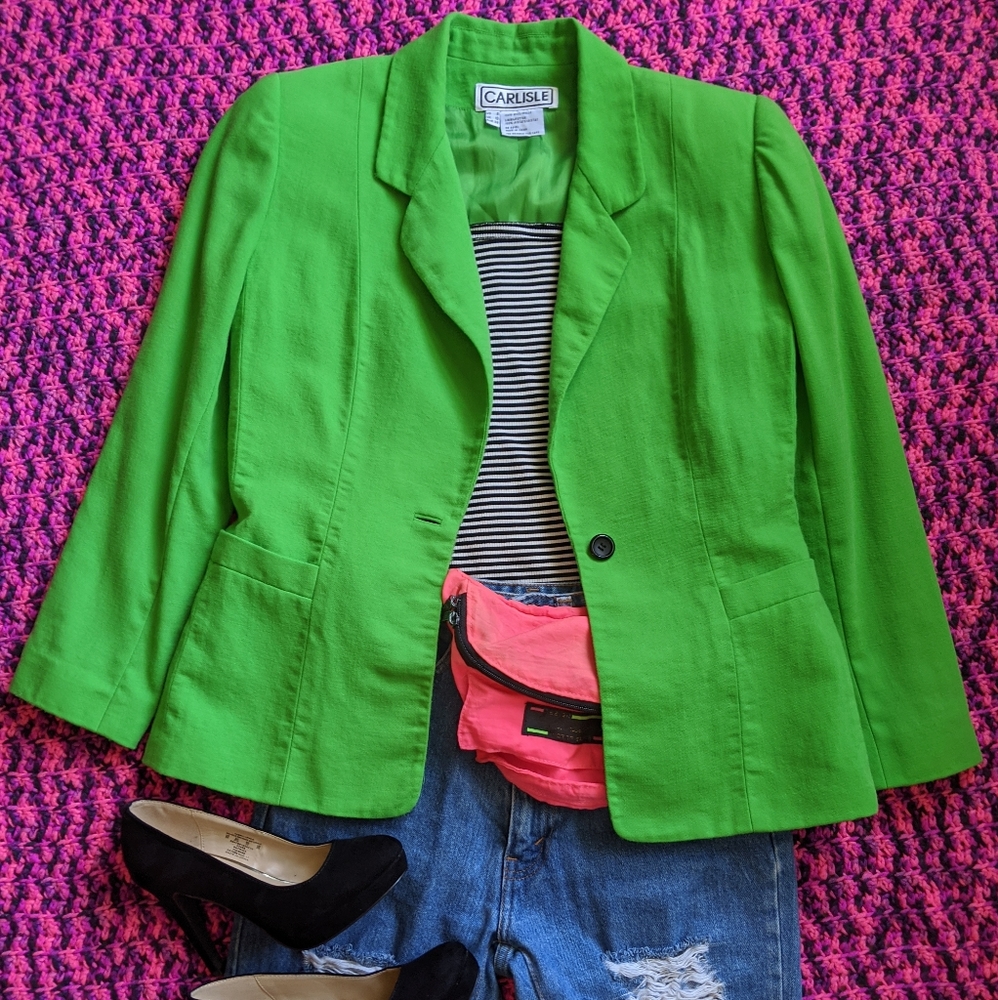 1980s Vintage Green Blazer